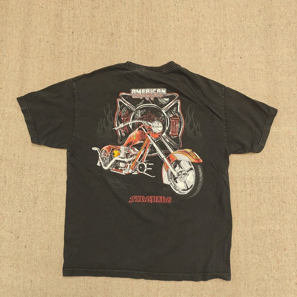Vintage Biker Graphic T-Shirt Men Large Black 1990s American Chopper